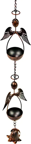 Vista 9 de Zaer Ltd. Cadenas colgantes de lluvia ornamentadas (acabado de bronce, ángeles)