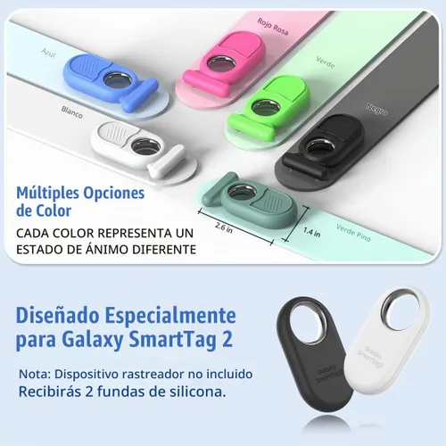 Vista 2 de Funda para Galaxy SmartTag2 con pasador invisible, funda protectora completa de silicona suave antideslizante para Samsung Galaxy Smart Tag 2
