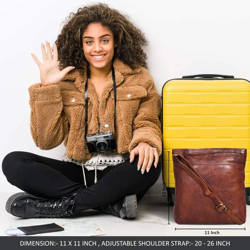 Vista 4 de Ozora Bolso cruzado de cuero oculto para mujeres y hombres con funda desmontable