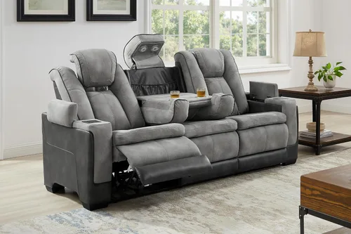 Vista 7 de THSUPER Sofá reclinable de microfibra con alimentación, sofá reclinable para cine en casa con reposacabezas ajustable/luz de lectura/puerto