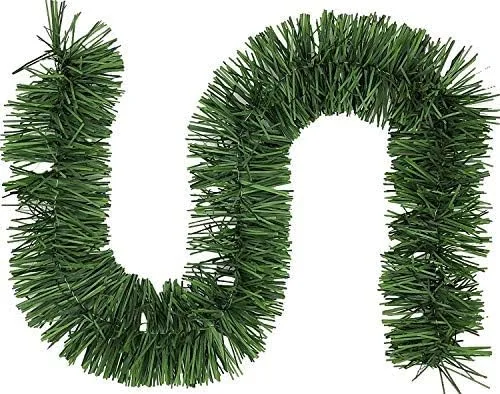 Vista 5 de Guirnalda de pino artificial con alambre verde de Navidad de 15 pies de longitud