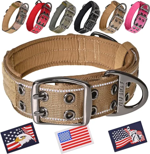 Vista 21 de ADITYNA Collar de perro resistente para perros extra grandes con mango de Collar táctico de camuflaje para caminar, entrenar, uso diario