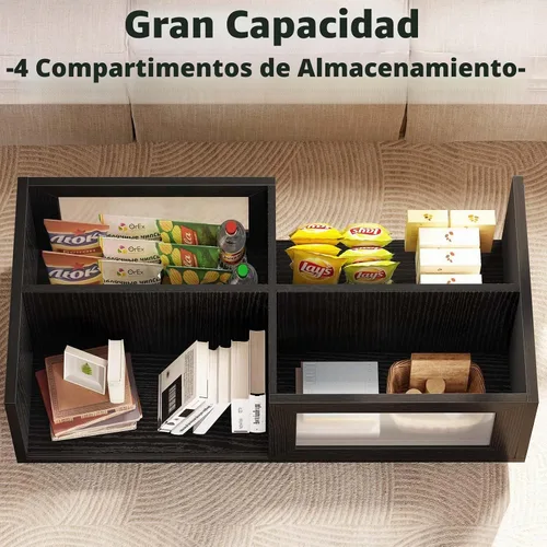 Vista 5 de HSH - Mesa auxiliar de roble negro de 47 pulgadas para sala de estar con almacenamiento