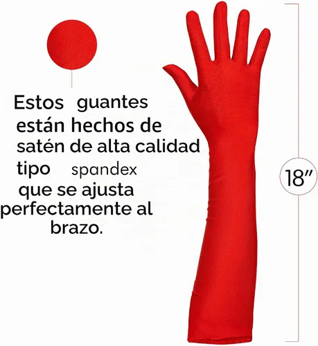 Vista 6 de Skeleteen Guantes de ópera de satén rojo, guantes de codo de los años 20 – 1 par