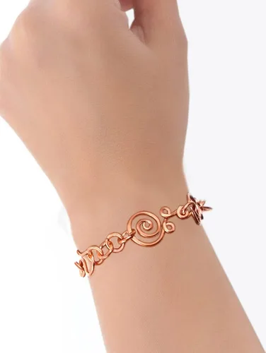 Vista 2 de Pulseras de cadena de cobre puro para mujer, joyería de muñeca