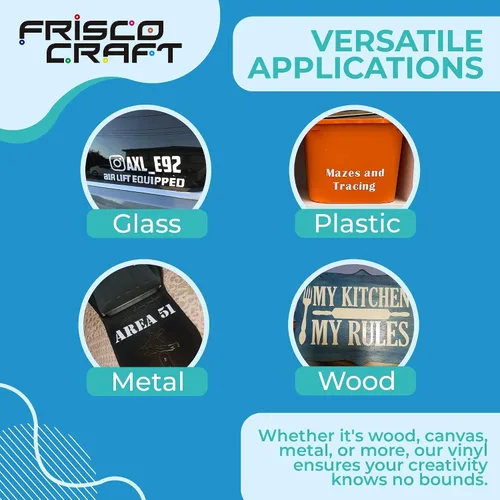 Vista 3 de Frisco Craft s Vinilo permanente blanco brillante, 12 pulgadas x 6 pies, vinilo autoadhesivo duradero para manualidades, señalización y decoración