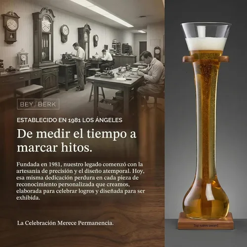 Vista 6 de Bey-Berk Vaso de cerveza personalizado con soporte de madera, vaso de cerveza largo de 12 onzas y base de madera maciza grabable
