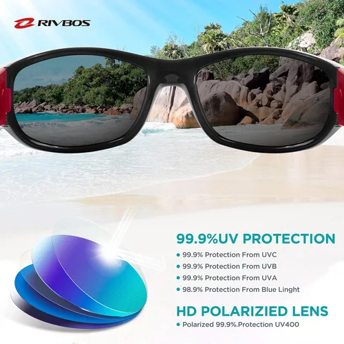 Vista 3 de Rivbos RBK037 - Lentes de sol polarizados con correa, para niños y niñas, 3 - 10 años