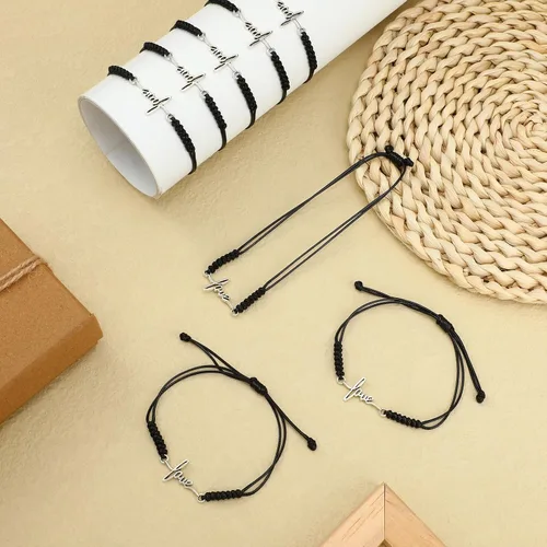 Vista 3 de Rtteri 20 pulseras de cruz de fe inspiradoras, regalos de joyería de cumpleaños a granel de acero inoxidable con dije de esperanza ajustable