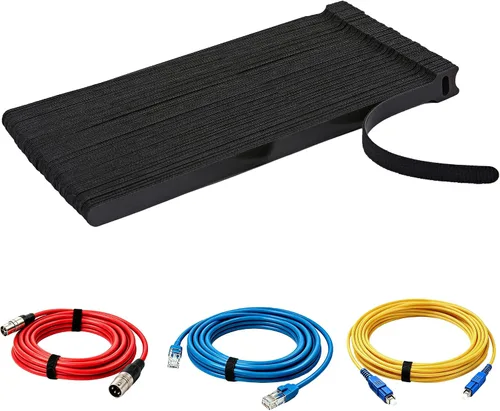 Vista 12 de 70 bridas reutilizables con gancho y bucle, bridas de alambre ajustables multiusos para organización de cables y 10 etiquetas para cables