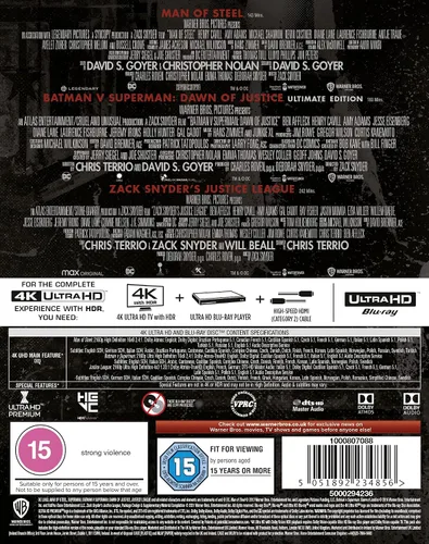 Vista 3 de ZACK SNYDER'S JUSTICE LEAGUE TRILOGY 4K Ultra-HD 2021 Blu-ray Region Free