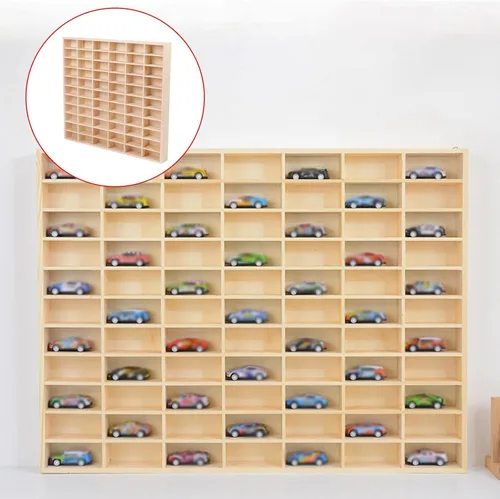 Vista 7 de Gralara Estante de exhibición de madera para automóvil, estante organizador de libros, almacenamiento, soporte de almacenamiento de juguetes