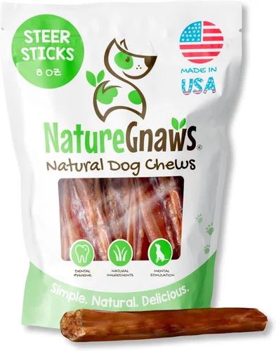 Vista 11 de Nature Gnaws Bully Stick Bites para perros pequeños de 2 a 4 pulgadas (8 onzas), de larga duración para masticadores ligeros y cachorros, golosinas