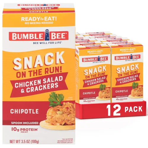 Vista 27 de Bumble Bee Snack on the Run BBQ - Kit de ensalada de pollo con galletas, 3.5 onzas, lista para comer, cuchara incluida, aperitivo de proteína