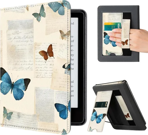 Vista 25 de CoBak Funda con soporte para Kindle Paperwhite - Funda de piel sintética duradera con función de apagado y encendido automático, ranura