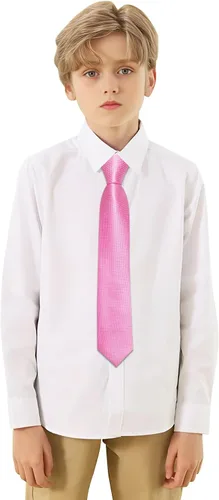 Vista 60 de Barry.Wang Corbata de niño regular seda tejida rayas sólido lazo bolsillo cuadrado