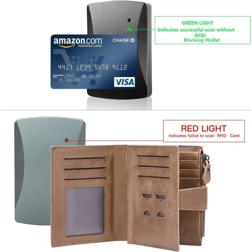Vista 5 de FALAN MULE Cartera para hombre de piel auténtica suave con bloqueo RFID plegable elegante con bolsillo para monedas con 4 ventanas de identificación