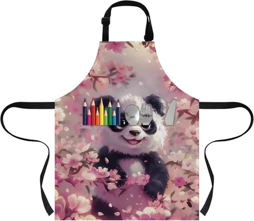 Vista 23 de Cozeyat Delantales de cocina para niños y niñas, delantales de pintura con bolsillos, delantales ligeros con correa ajustable