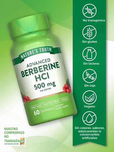 Vista 3 de Nature's Truth Berberina HCl 500mg 60 Cápsulas de extracto de agracejo