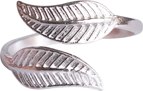 Vista 13 de Handmade Silver Leaf Wrap Adjustable Toe Ring, 925 Sterling Silver, Classic Floral Open Toe, Pinky or Knuckle Rings for Women, foot bare jewelry