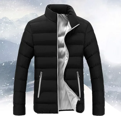 Vista 2 de BFAFEN Mens Winter Jacket with Hood Quilted Puffer Down Jacket Full Zip Warm Thick Coats Cold Weather Work Outerwear