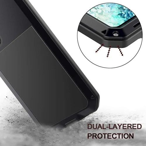 Vista 8 de Funda protectora de cuerpo completo para Galaxy S20, resistente a los golpes, funda de metal de aleación de aluminio con protector de pantalla Negro
