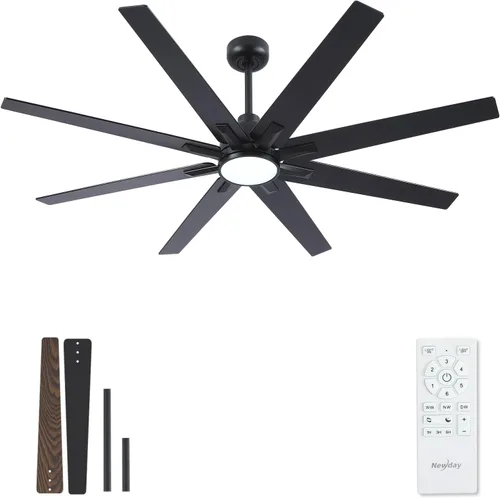 Vista 12 de Newday Ventiladores de techo de 48 pulgadas con control remoto de luces para dormitorio, sala de estar, cocina, oficina, interiores o exteriores