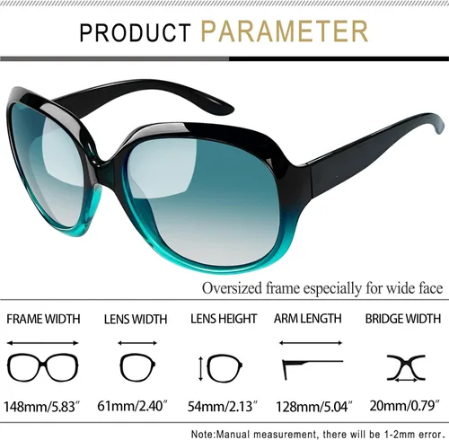 Vista 126 de Joopin Lentes de sol de gran tamaño para mujer, polarizados, grandes, para conducción, protección UV, grandes sombras