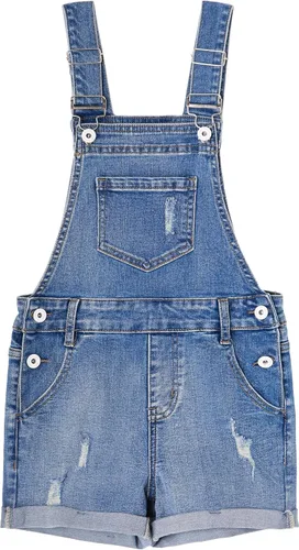 Vista 8 de KIDSCOOL SPACE Pantalones cortos de verano para niñas pequeñas y grandes, elásticos, rasgados Azul claro-2592