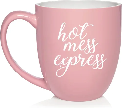 Vista 10 de Daylor Hot Mess Express - Taza de café de cerámica divertida para ella, él, amigo, compañero de trabajo, esposa, esposo (11 onzas, azul)