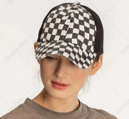 Vista 2 de C.C - Gorra para cola de caballo o peinado de moño desarreglado, ajustable, de malla, tipo camionero, gorra de béisbol