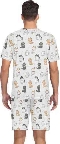 Vista 5 de KOPIRIT Conjunto de pijama de dinosaurio para hombre, conjunto de pijama con cuello en V, conjunto de 2 piezas, pantalón con bolsillo