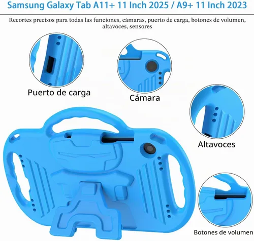 Vista 5 de LTROP Funda para Samsung Galaxy Tab A11 Plus 2025 / A9 Plus 2023 de 11 pulgadas con asa de correa para el hombro y soporte, funda a prueba de golpes