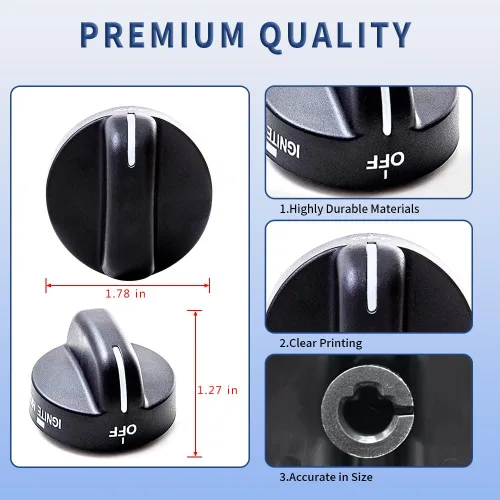 Vista 3 de 4 piezas 8273103 pomo de quemador de gas negro pieza de repuesto para estufa Whirlpool, reemplaza AP6012363, 8273107, 8273111, ER8273103,