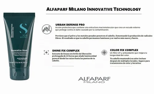Vista 9 de Alfaparf Milano Semi Di Lino Reconstrucción Reparative Travel Size Mascarilla para cabello dañado, 1.72 oz.