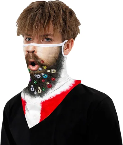 Vista 6 de GLUDEAR Máscara facial fea de Papá Noel, reutilizable, lavable, para el cuello, polaina para las orejas
