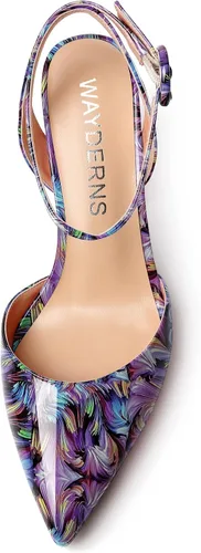 Vista 3 de WAYDERNS Zapatos de tacón alto con correa ajustable para mujer, con hebilla en punta y hebilla en el tobillo, 4 pulgadas