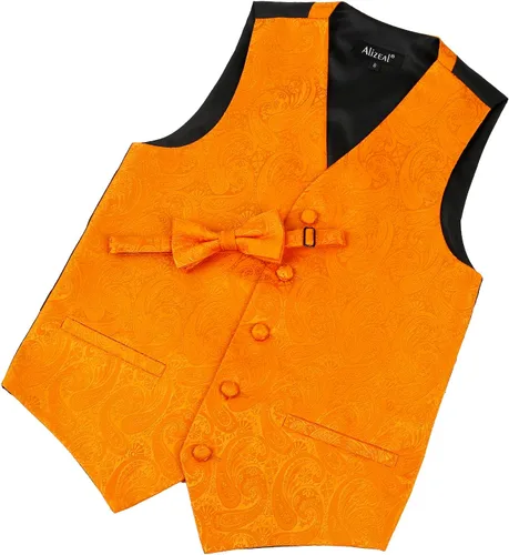 Vista 50 de Alizeal Conjunto de 2 piezas de corbata de lazo preatada de jacquard de cachemira con estampado floral clásico para niños