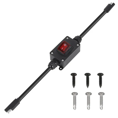 Vista 9 de Interruptor de alimentación en línea de 12 V, conector SAE impermeable briidea IP65 con indicador LED retroiluminado, cable de 14 AWG, ideal