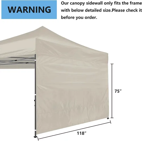Vista 2 de Toldo desplegable de 10 x 10 pies, para exteriores, toldo instantáneo, 1 paquete de patas rectas, solo para pared lateral (beige)