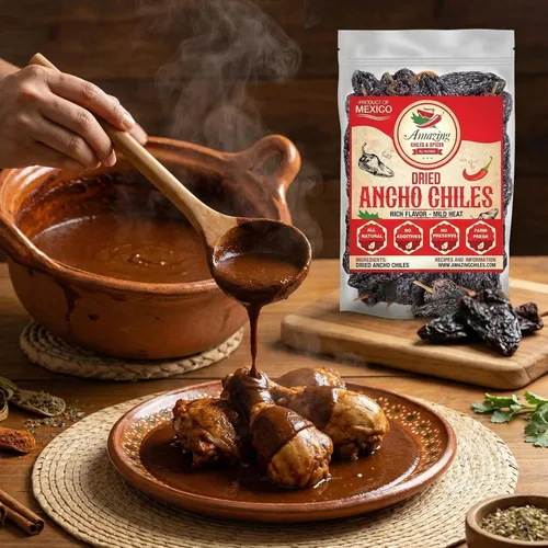 Vista 6 de Pimientos secos de chiles anchos de 4 onzas, naturales y de primera calidad para auténticos moles mexicanos, salsas, guisos, salsas y mucho más.