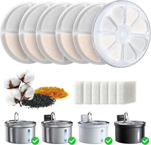 Vista 9 de Fuente de agua inalámbrica para gatos [Separación de agua y batería] FEELNEEDY Fuente para gatos operada por batería de 4000mAh, fuente