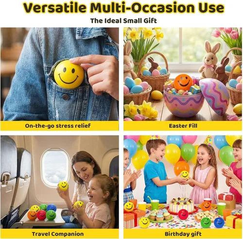 Vista 6 de LovesTown 20 bolas antiestrés para niños, juguetes para apretar, sonrientes, elásticos, para niños y adultos, regalos para compañeros de trabajo