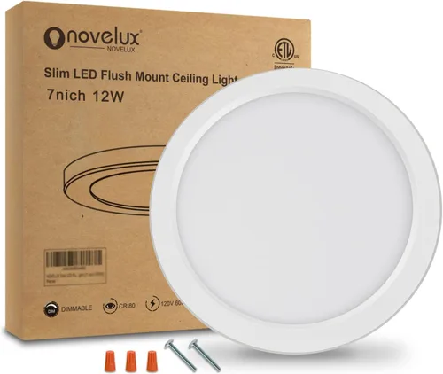 Vista 11 de Luces de Techo de 7 Pulgadas Montaje al Ras Ultra Delgadas 0.63'' de Grosor Redondas Planas Lámparas de Techo 5000K Luz de Día LED Luz de Techo