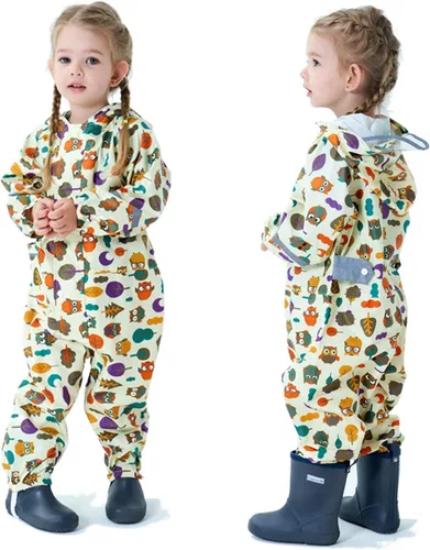 Vista 2 de Traje de lluvia de una pieza para niños y niñas, impermeable, abrigo de lluvia para niños