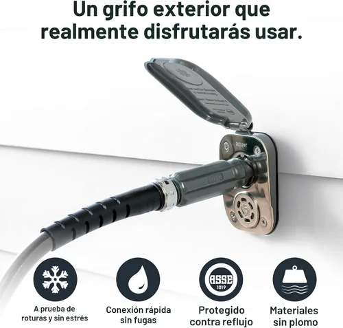 Vista 2 de Aquor House Hydrant V2+ - Grifo para exteriores libre de heladas, válvula antisifón con conexión rápida, boquilla de manguera de pared a prueba