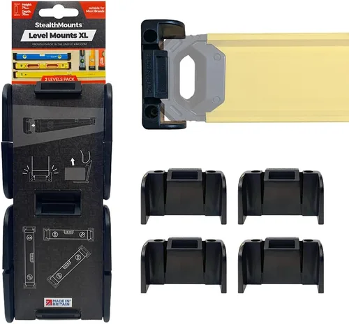 Vista 8 de Soporte universal de nivel StealthMounts negro delgado Clips de almacenamiento de nivel con bloqueo para todas las marcas (paquete de 2)