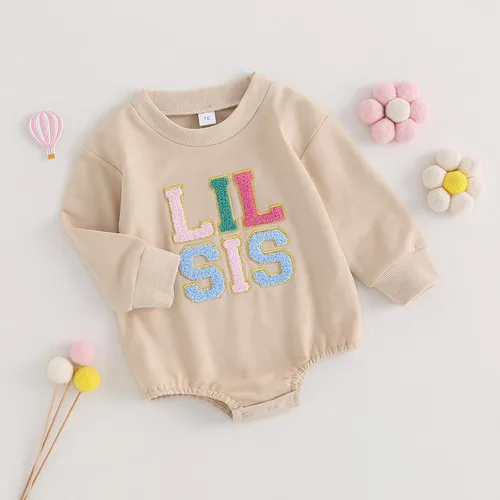Vista 3 de FOCUSNORM Ropa de bebé recién nacida, ropa para niña con estampado de papi, sudadera bordada, mameluco de manga larga
