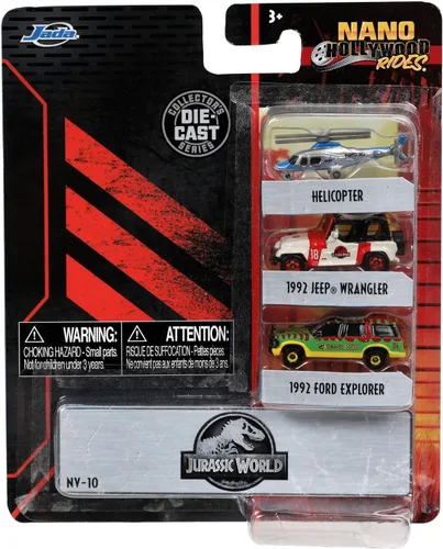 Vista 8 de Jada Toys Jurassic World - Juego de 3 autos fundidos a presión Wave 1, 1.65 pulgadas, juguetes para niños y adultos (31955)