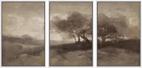 Vista 27 de SIGNWIN Lienzo enmarcado para pared, juego de arte dramático de cielo tormentoso, ilustraciones de paisaje nuboso Moody, arte moderno decorativo